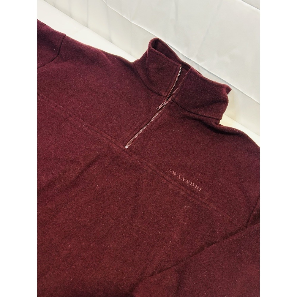 Swandri Wool Jacket Pullover 1/4 Zip Maroon Men's Large/XL 40" Pockets Vintage